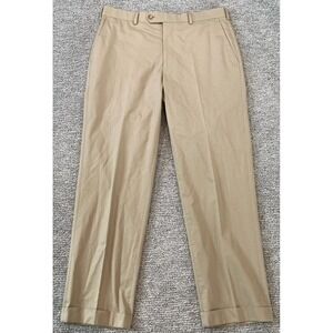 Brooks Brothers Fitzgerald 1818‎ Dress Pants 42L/W36 Khaki Men's Pleated Cuffed